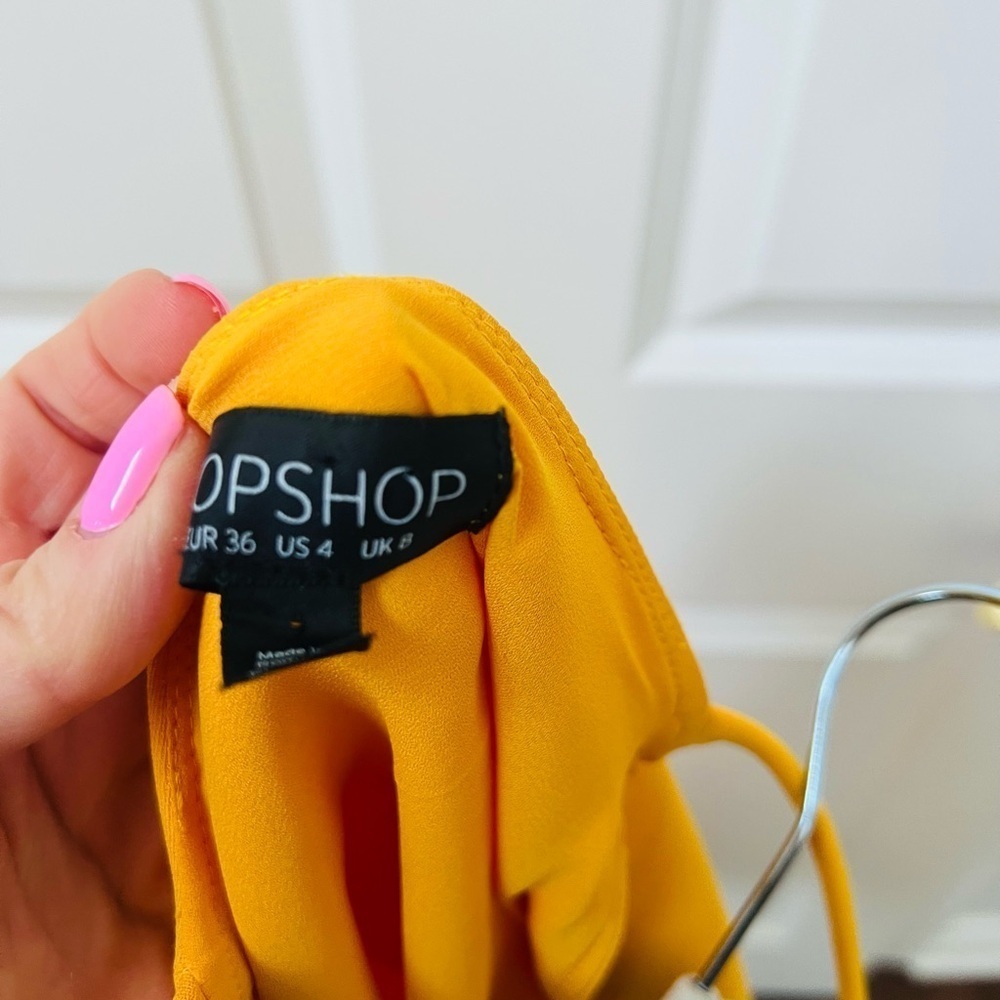 TopShop size 4Vibrant Yellow Ruffle Dress with stretch - Picture 5 of 6
